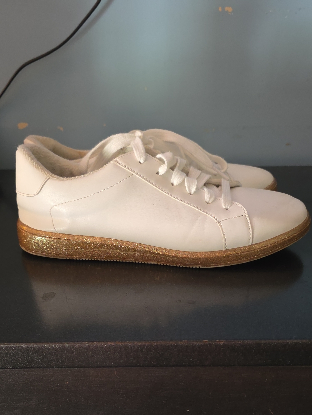 torrid White Sneakers with Gold Glitter Sole